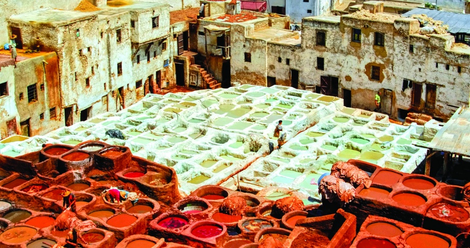 Fez-Morocco-Leather-Tanners-view-experience-traditional-colours