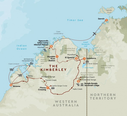 Map of Jewels of the Kimberley 2024