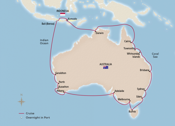 Map of Grand Australia Circumnavigation