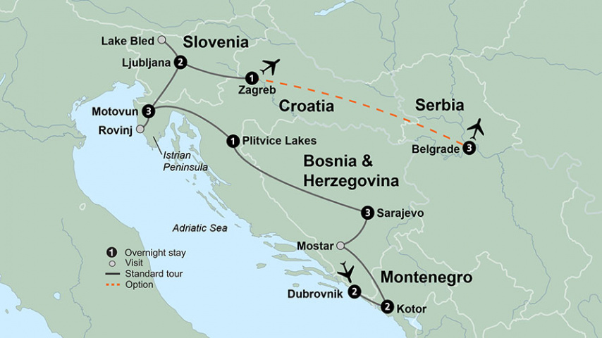 Map of A Taste of the Balkans