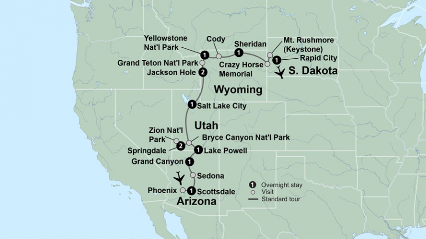 Map of National Parks of America