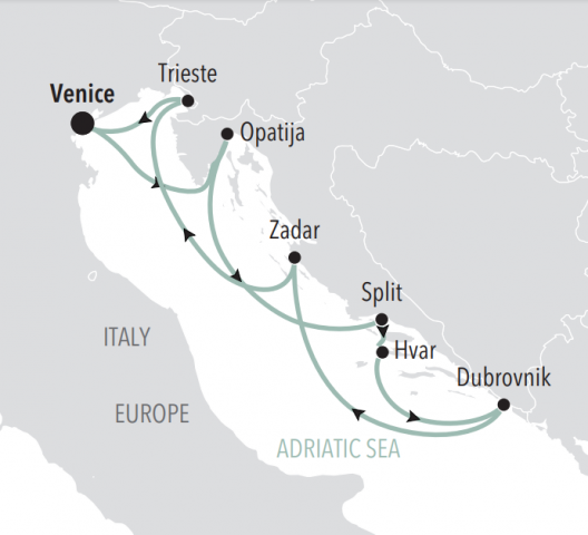 Map of Italy & Croatia in Luxury