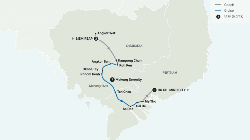 Map of Vietnam & Cambodia Journey