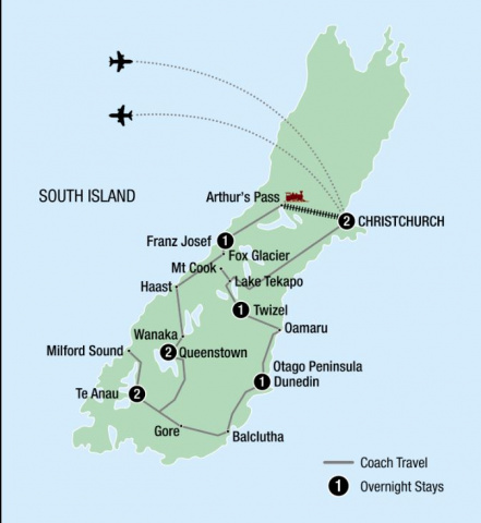 Map of 10 Day Signature South Island