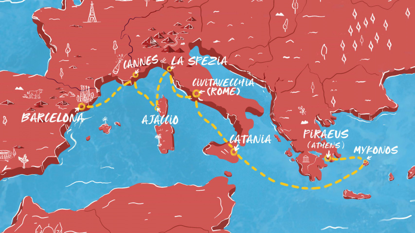 Map of Ancient Aegean to the Modern Med