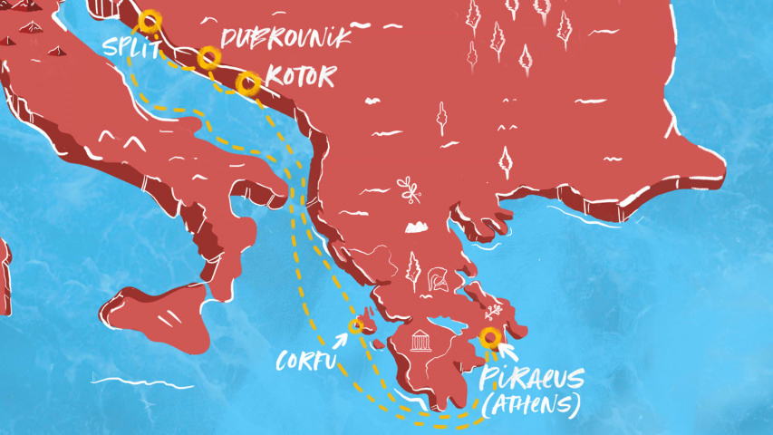 Map of Adriatic Sea & Greek Gems