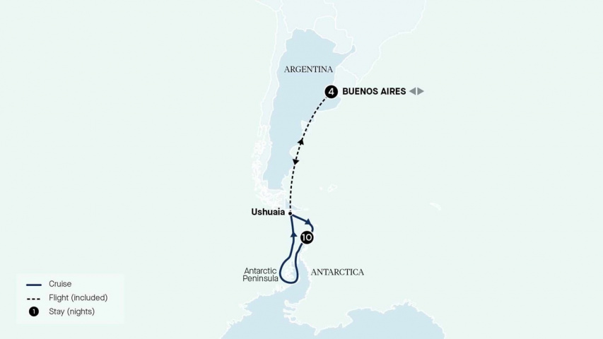 Map of Antarctic Voyage 2026