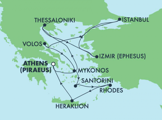 Map of Greek Isles package