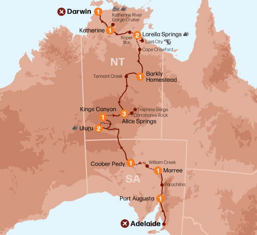 Map of Central Australian Explorer 2024