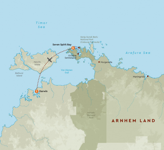 Map of Seven Spirit Bay & Darwin Short Break 2024