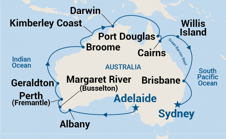 Map of Round Australia