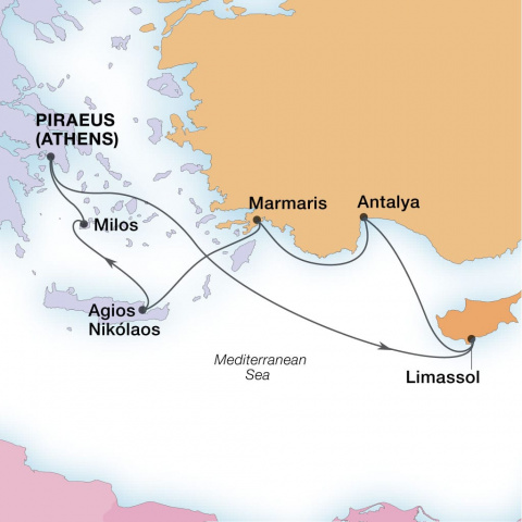 Map of Turquoise Coast & Greek Isles