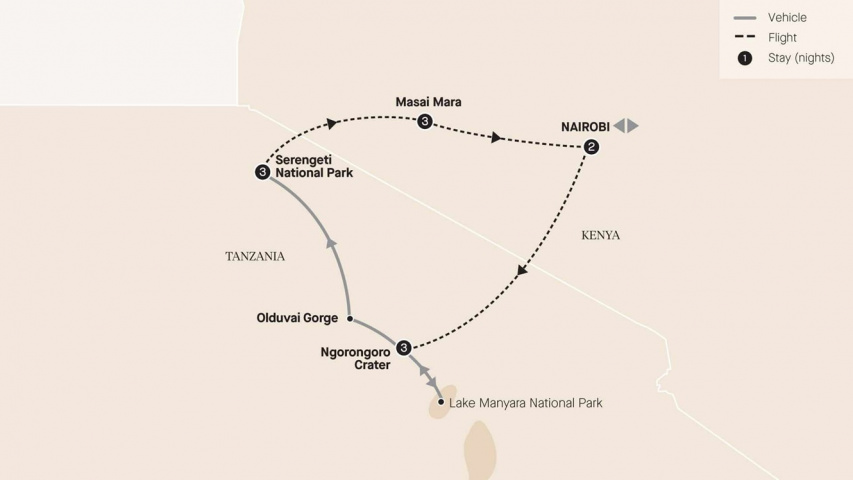Map of East Africa Safari