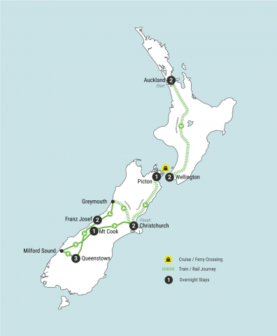 Map of New Zealand Rail & Road