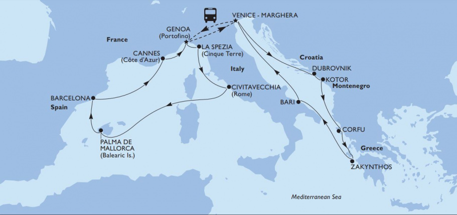 Map of Grand Mediterranean Adventure