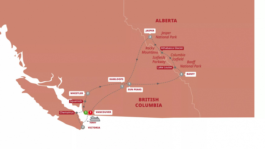 Map of Iconic Rockies and Western Canada